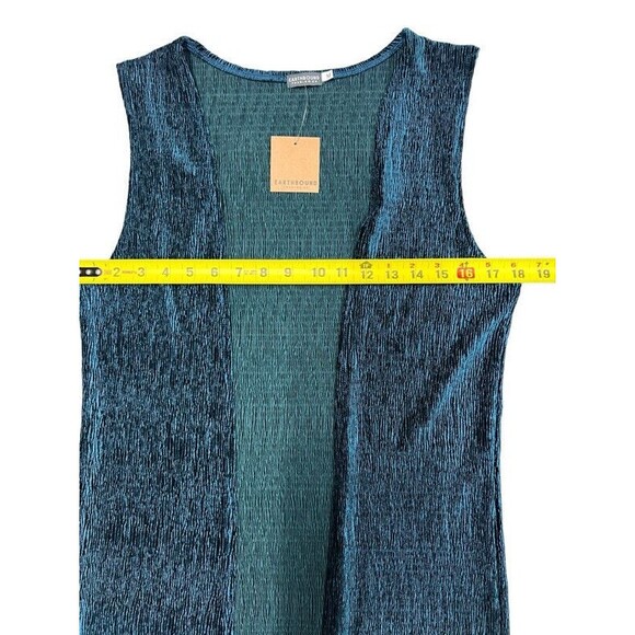 Earthbound Trading Teal Sleeveless Velour Long Open Front Vest Medium NWT - Picture 7 of 8